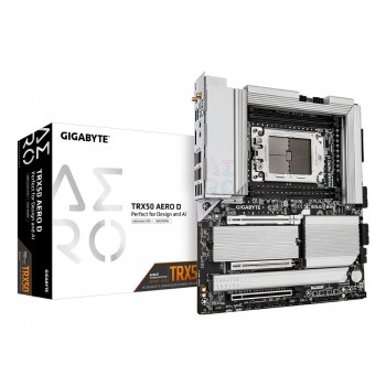 GIGABYTE TRX50 AERO D Motherboard - Supports AMD Ryzen PRO 7000 CPUs, 16+8+4 Phases Digital VRM, up to 7800MHz DDR5 (OC), 4xPCIe 4.0 M.2, Wi-Fi 7, 2.5GbE LAN, USB 3.2 Gen 2