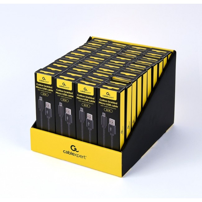 Gembird CCDB-mUSB2B-AMBM-6 Cotton braided Micro-USB cable with metal connectors, 1.8 m, black Gembird CCDB-mUSB2B-AMBM-6 Cotton braided Micro-USB cable with metal connectors, 1.8 m, black