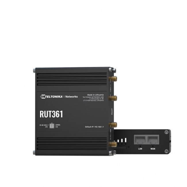 Teltonika Industrial 4G LTE router RUT361 Cat 6 LTE, WiFi 4, 2x RJ45 100Mb/s, IP30 Teltonika Industrial 4G LTE router RUT361 Cat 6 LTE, WiFi 4, 2x RJ45 100Mb/s, IP30