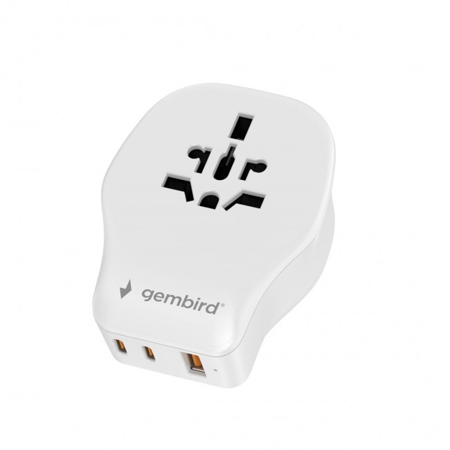 Gembird TPA-1A2C20-02-W Universal travel power adapter, 20 W, white Gembird TPA-1A2C20-02-W Universal travel power adapter, 20 W, white