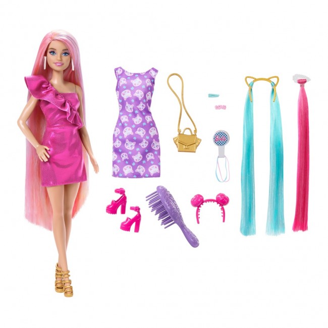 Barbie Fun & Fancy Hair Doll with Extra-Long Colorful Blonde Hair and Styling Accessories Barbie Fun & Fancy Hair Doll with Extra-Long Colorful Blonde Hair and Styling Accessories