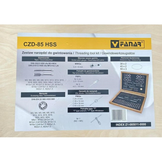 ZESTAW NARZEDZI DO GWINTOWANIA M3-M24 HSS CZD-85