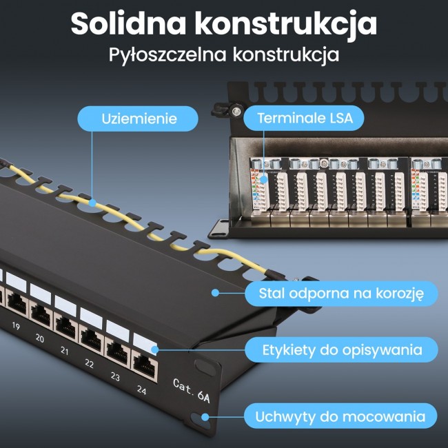 Patch Panel - Extralink CAT6A STP, 24 ports