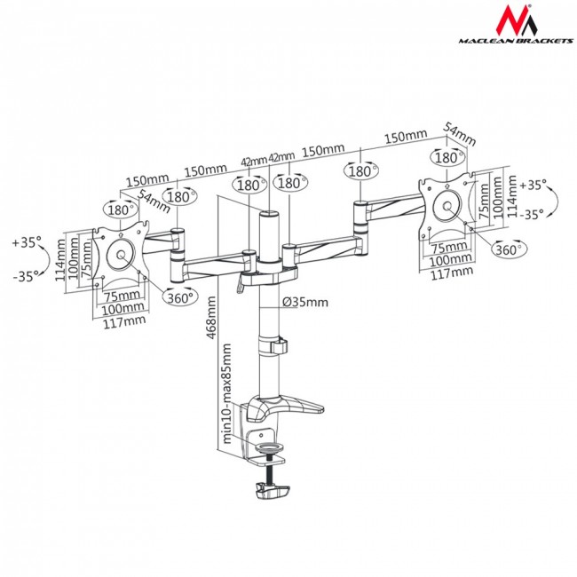 Desk holder for two LCD monitors Maclean MC-714 13-27 Desk holder for two LCD monitors Maclean MC-714 13-27