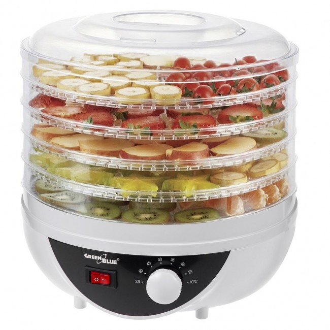 GreenBlue mushroom, vegetable and fruit dryer, 250W power, very quiet, 5 sieves, GB195 GreenBlue mushroom, vegetable and fruit dryer, 250W power, very quiet, 5 sieves, GB195