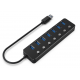 Gembird UHB-U3P7P-01 7-port USB 3.1 (Gen 1) hub with switches, black