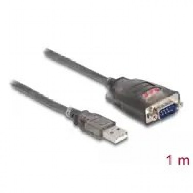 DeLOCK Adapter USB 2.0 Type-A to 1 x Serial RS-232 D-Sub 9 pin male with nuts with 3 x LED 1 m