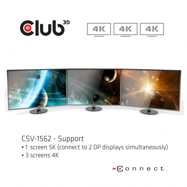 CLUB3D The CSV-1562 is an USB3.2 Gen1 Type-C Universal Triple 4K30Hz Charging Docking Station and is DisplayLink Certified. The Universal Charging Dock
