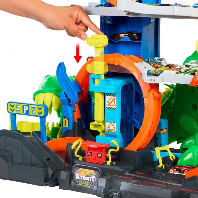 Hot Wheels City Ultimate T-Rex Garage with 2 Toy Cars & Storage for 50+, Race & Stunt, Dino Nemesis Hot Wheels City Ultimate T-Rex Garage with 2 Toy Cars & Storage for 50+, Race & Stunt, Dino Nemesis