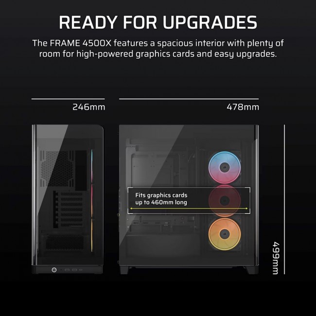 Corsair 4500X LX-R RGB Tempered Glass Mid-Tower, Black Midi Tower
