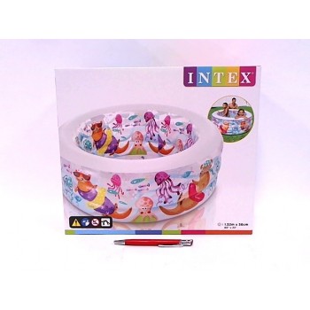 Paddling pool with fish pattern and inflatable floor in box 52x56cm 58480NP INTEX