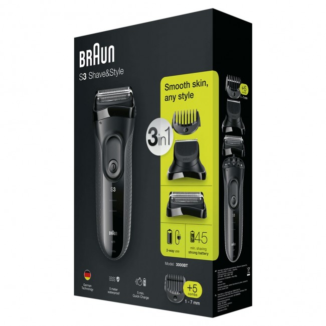 Braun 3000BT Foil shaver Trimmer Black, Grey Braun 3000BT Foil shaver Trimmer Black, Grey