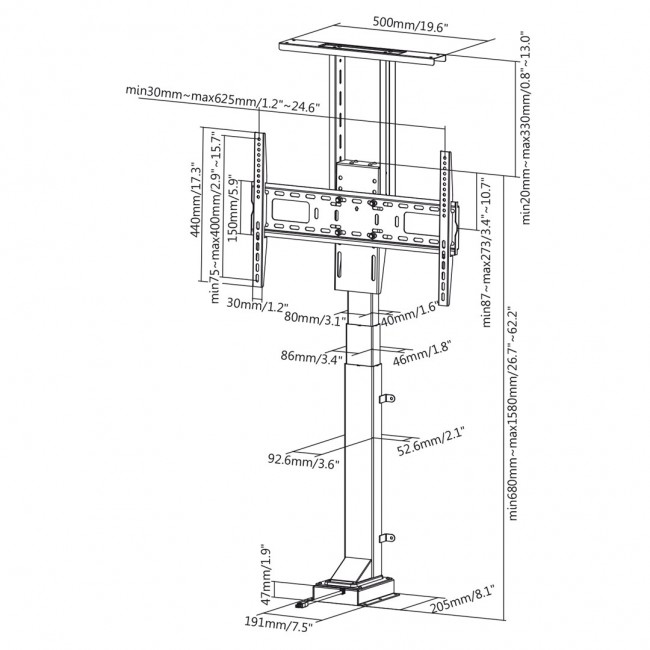 Maclean MC-866 TV mount 165.1 cm (65