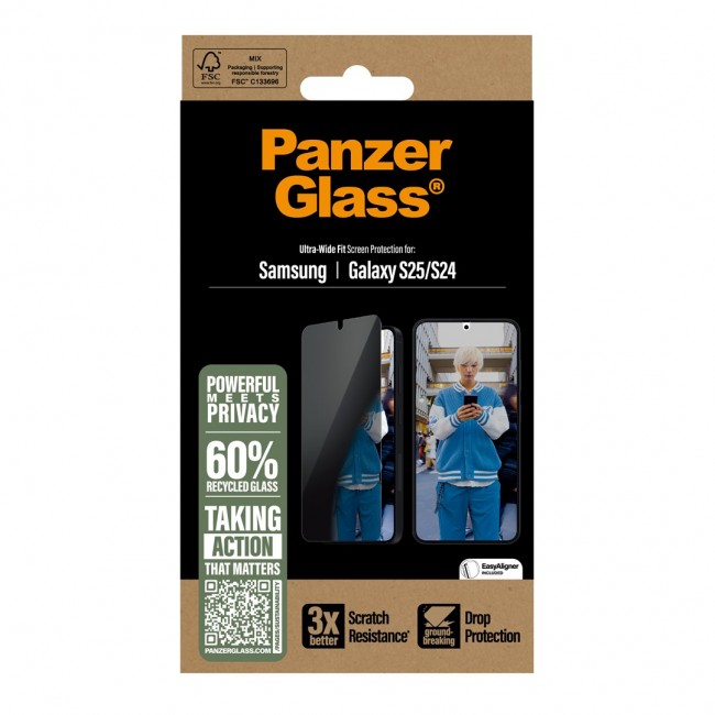 PanzerGlass Privacy Screen Protector Samsung Galaxy S25 | S24 | Ultra-Wide Fit Clear screen protector 1 pc(s)