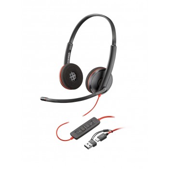 HP Poly Blackwire 3220 Stereo USB-C Headset +USB-C/A Adapter