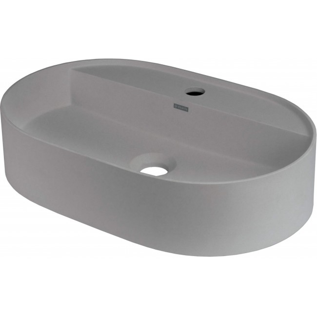 Granite countertop washbasin with a faucet island - oval