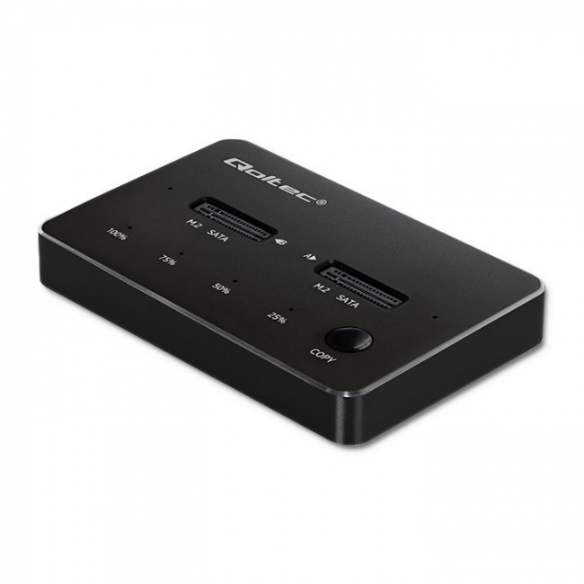 Qoltec 2x SSD M.2 SATA Disk Docking Station | NGFF | USB Type-C