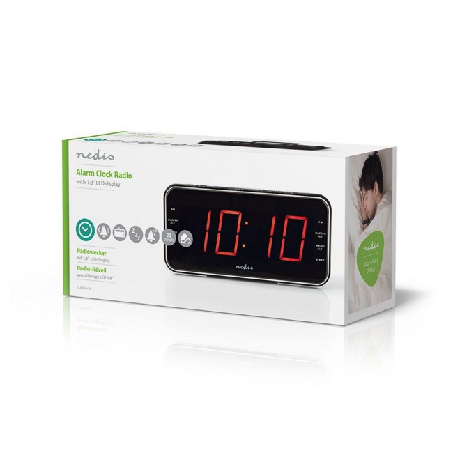 Nedis CLAR004BK alarm clock Digital alarm clock Black