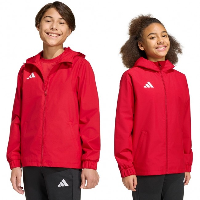 Kurtka dla dzieci adidas Entrada 26 All Weather czerwona JZ9105 140cm