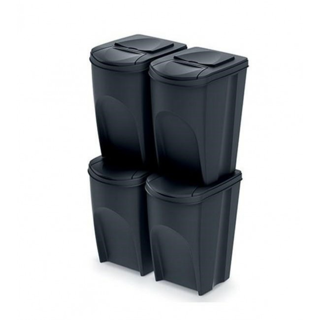 KEDEN WASTE BIN SORTIBOX 35L SET 4 - BLACK RECYCLING KEDEN WASTE BIN SORTIBOX 35L SET 4 - BLACK RECYCLING