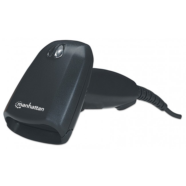 Manhattan Long Range CCD Handheld Barcode Scanner, USB, 500mm Scan Depth, Cable 1.5m, Max Ambient Light 10,000 lux (sunlight), Black, Three Year Warranty