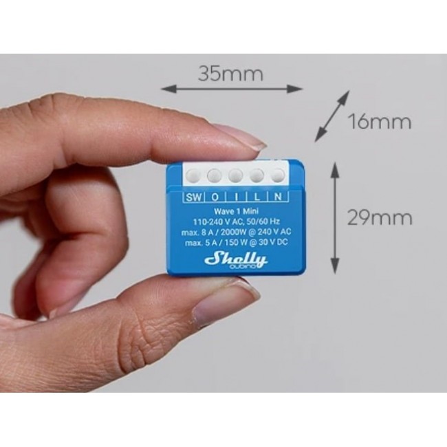 Shelly Qubino Wave 1 Mini LR Smart switch Z-Wave Blue