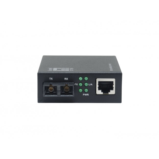 LevelOne Smart Gigabit RJ45-SC Media Converter, Multi-Mode Fiber, 850nm, 500M, Compatible with 19-inch rack-mountable chassis