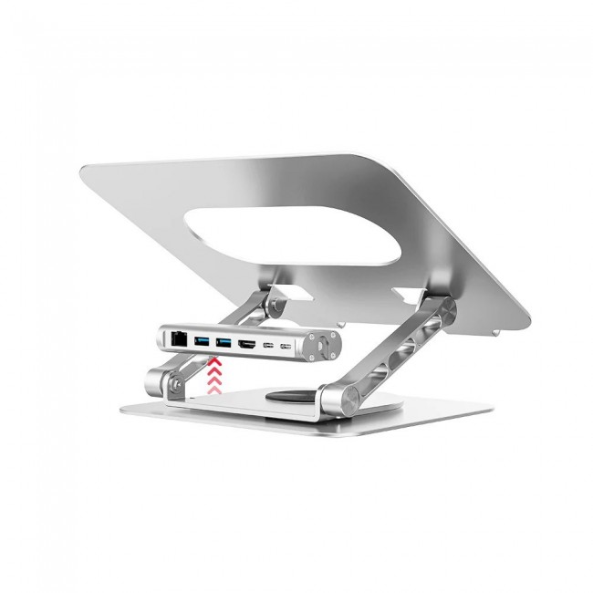 Adjustable laptop stand + USB-C HDMI hub Unitek D1109B01 PD 100W