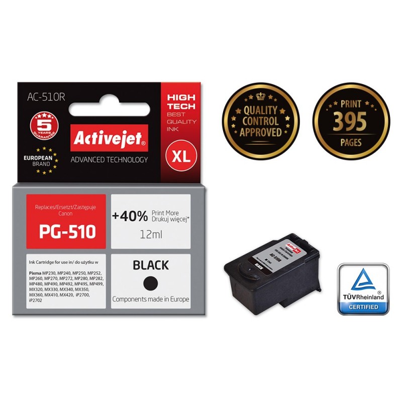 Activejet AC-510R Ink cartridge (replacement for Canon PG-510 Premium 12 ml black)