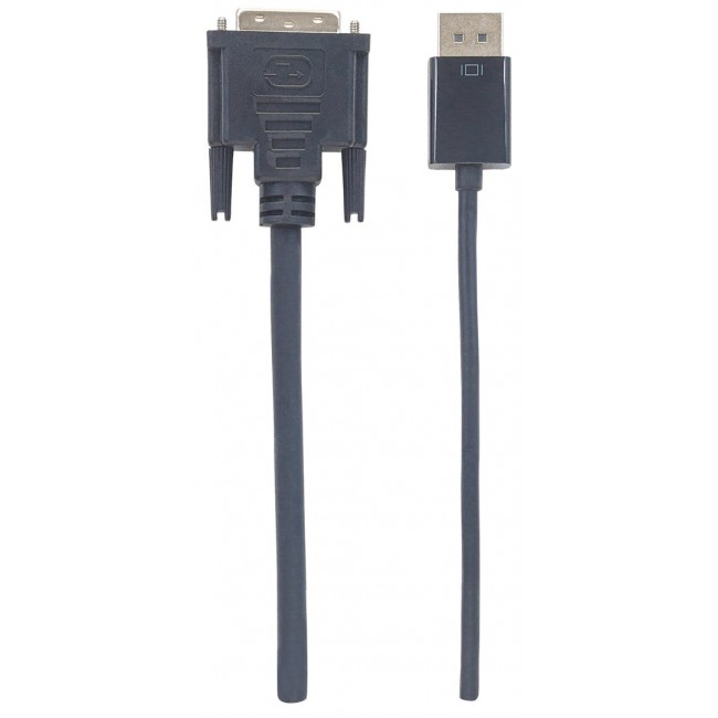 Manhattan DisplayPort 1.2a to DVI-D 24+1 Cable, 1080p@60Hz, 3m, Male to Male, Passive, Compatible with DVD-D, Black, Three Year Warranty, Equivalent to DP2DVIMM10.