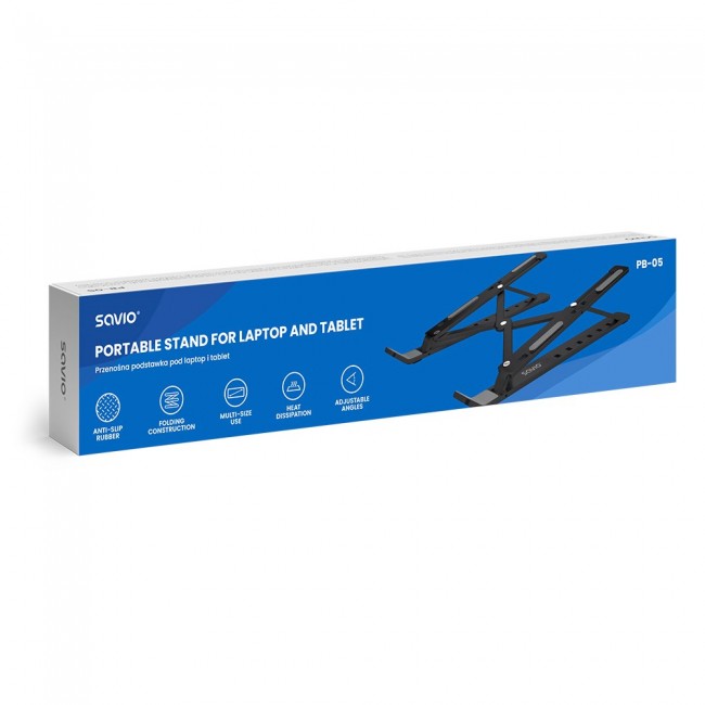 SAVIO PB-05 Office stand for laptop and tablet, black, aluminium SAVIO PB-05 Office stand for laptop and tablet, black, aluminium