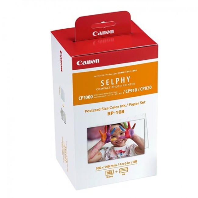 Canon RP-108 Colour Ink + 100 x 148 mm Paper Set, 108 Sheets Canon RP-108 Colour Ink + 100 x 148 mm Paper Set, 108 Sheets