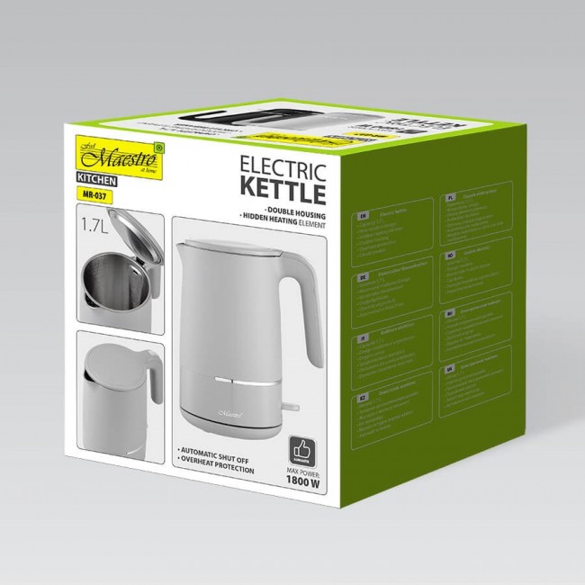 Maestro MR-037 electric kettle 1.7 L 1800 W (MR-037-GREY) Grey Maestro MR-037 electric kettle 1.7 L 1800 W (MR-037-GREY) Grey
