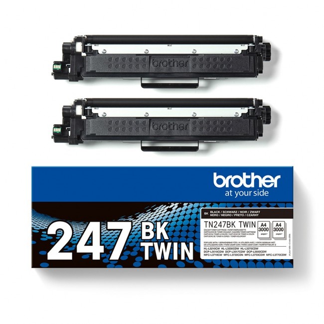 Brother TN247BK TWIN - 2 pakker - Hojt Brother TN247BK TWIN - 2 pakker - Hojt