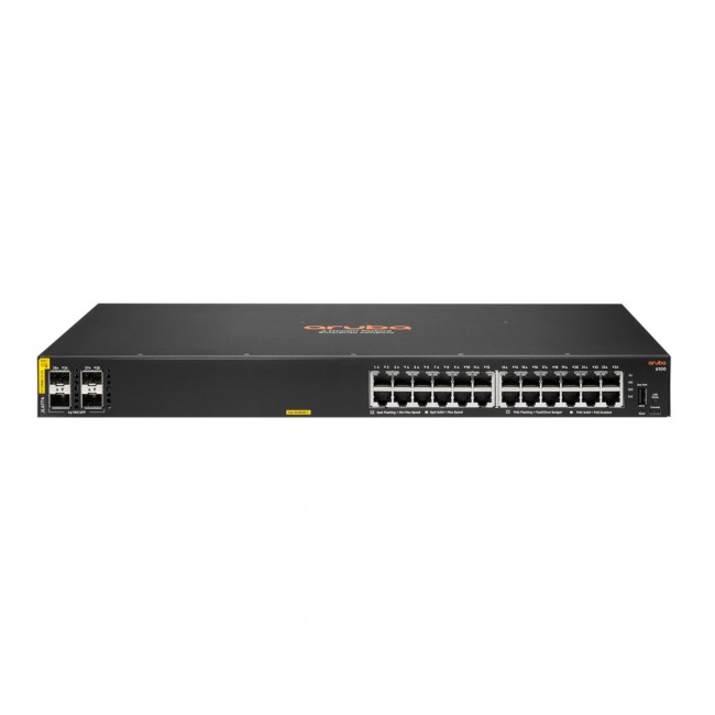 HPE Aruba Networking CX 6100 24G Class4 PoE 4SFP+ 370W Managed L3 Gigabit Ethernet (10/100/1000) Power over Ethernet (PoE) 1U Black