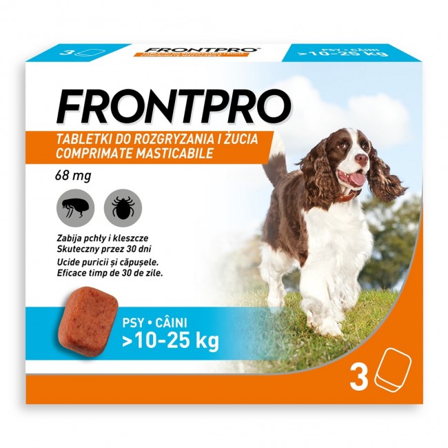FRONTPRO Flea and tick tablets for dog ( 10-25 kg) - 3x 68mg