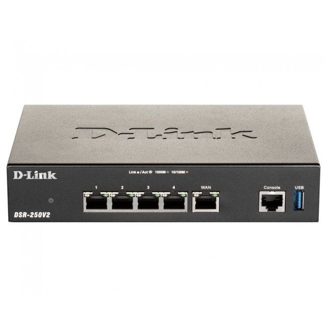 D-Link DSR-250V2 wireless router Gigabit Ethernet Black