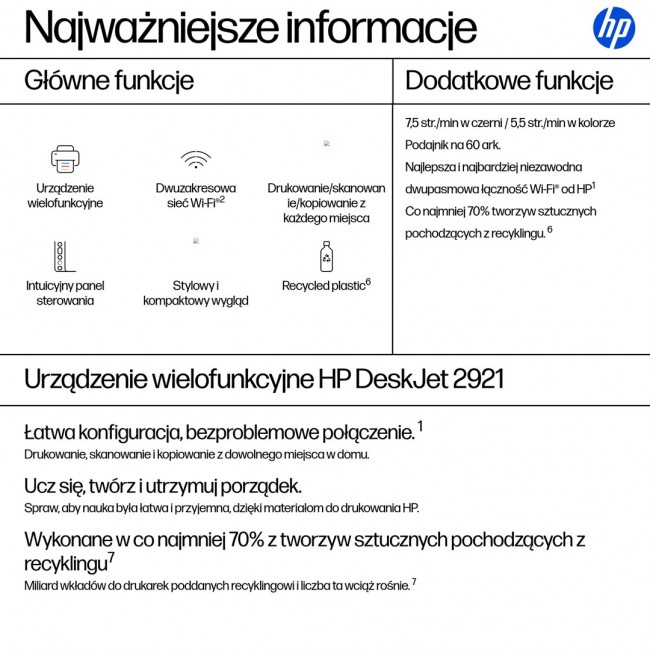 HP DeskJet 2921 Wireless All-in-One Color Printer
