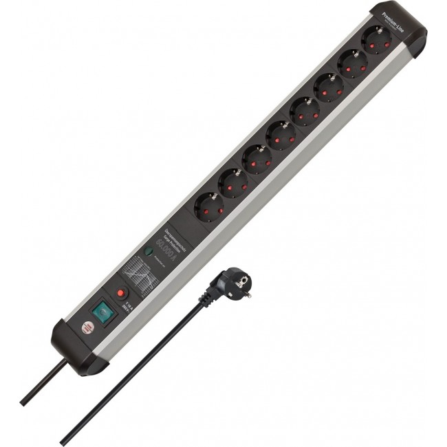 Brennenstuhl surge strip, aluminum, black