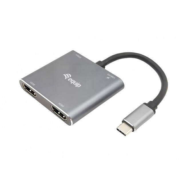 Equip USB-C 4-in-1 Dual HDMI Adapter, USB-C Hub with Dual HDMI USB 3.2 Gen 1 and 100W USB PD, USB-C MST Adapter for Dual Monitors