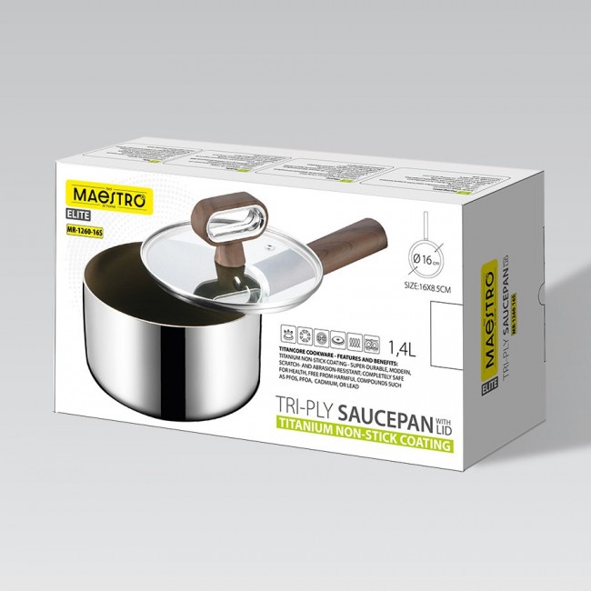 TITANCORE Saucepan with Lid MAESTRO MR-1260S 16 cm 1,4 L (MR-1260-16S)