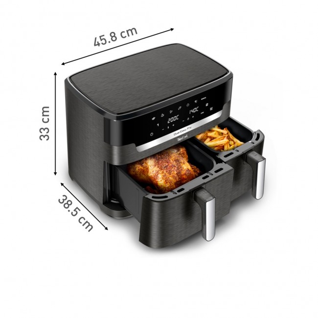 Tefal Easy Fry Dual XXL EY942HE0 fryer Double 11 L Stand-alone 2020 W Hot air fryer Grey Tefal Easy Fry Dual XXL EY942HE0 fryer Double 11 L Stand-alone 2020 W Hot air fryer Grey