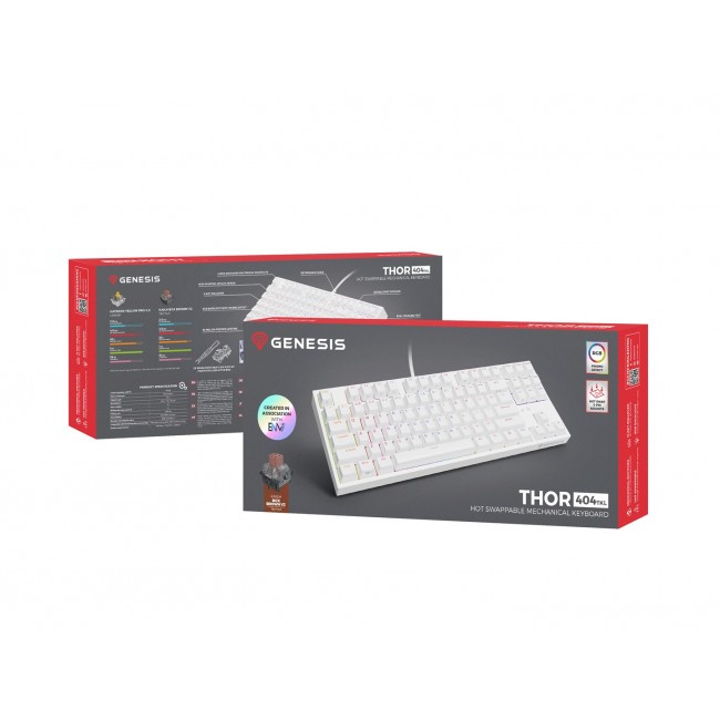 GENESIS Thor 404 TKL keyboard Gaming USB QWERTY US International White