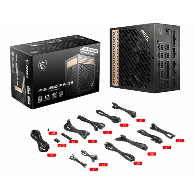 MSI MEG AI1300P PCIE5 power supply unit 1300 W 24-pin ATX ATX Black MSI MEG AI1300P PCIE5 power supply unit 1300 W 24-pin ATX ATX Black