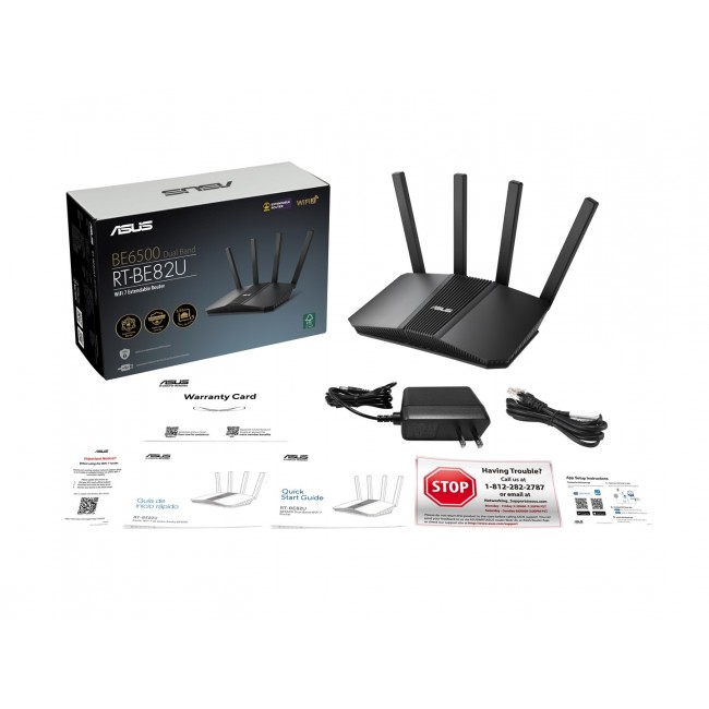 ASUS RT-BE82U BE6500 wireless router 2.5 Gigabit Ethernet Dual-band (2.4 GHz / 5 GHz) Black