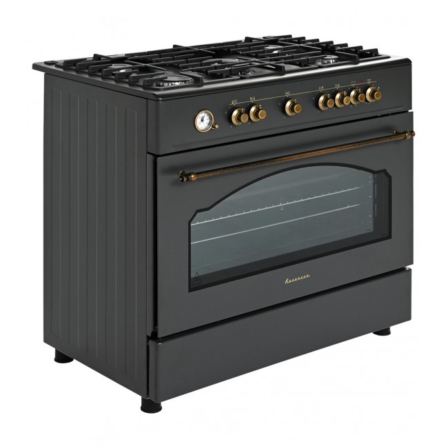 Ravanson Retro KWGE 90AR gas and electric cooker (black)