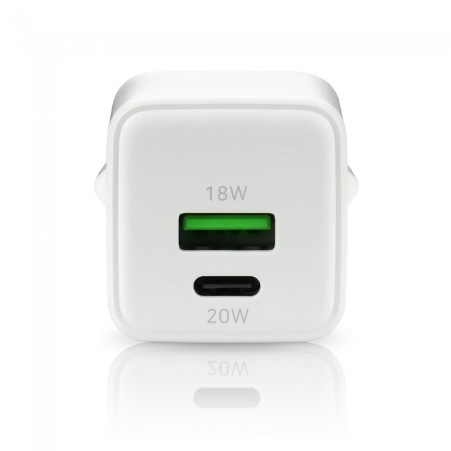 Charger 1 x USB, 1 x USB-C Quick Charge 3.0 20W white