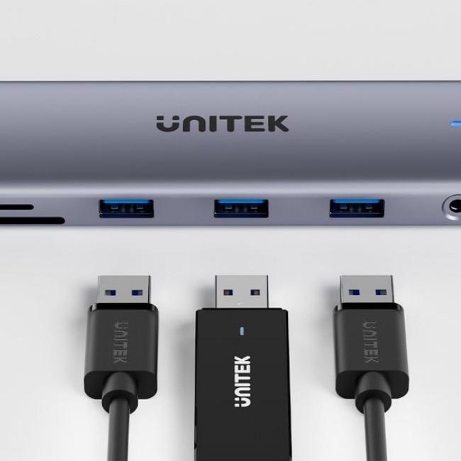 UNITEK D1113BGY01 interface hub 2 x USB 3.2 Gen 2 (3.1 Gen 2) Type-C 1000 Mbit/s Grey