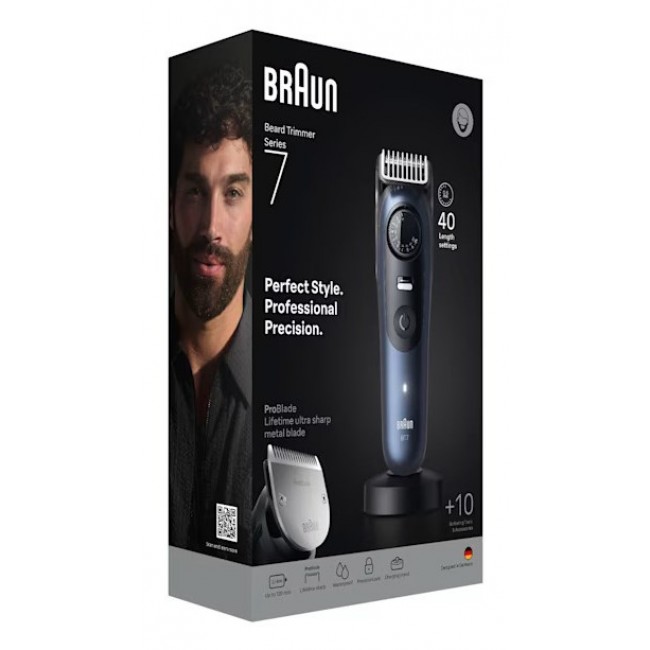 Braun BeardTrimmer 7 BT7540 beard trimmer Battery 40 2 cm Wet & Dry Black, Blue