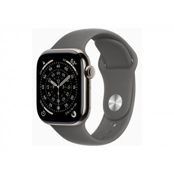 Apple Watch Series 11 GPS + Cellular 42 mm z kopertą w kolorze naturalnego tytanu i paskiem sportowym w kolorze kamiennej szaro ci rozmiar M/L